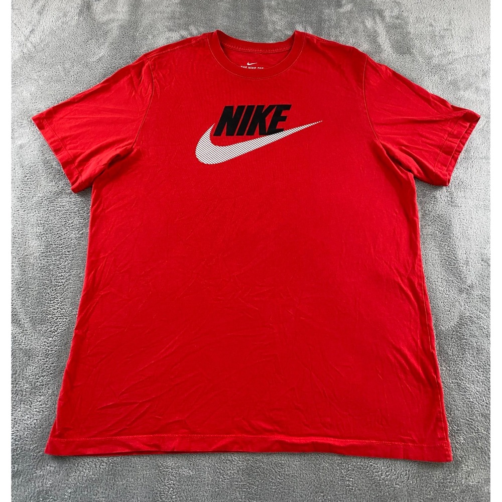Nike The Nike Tee Mens XL Tall Red Black White Futura Swoosh Graphic T-Shirt